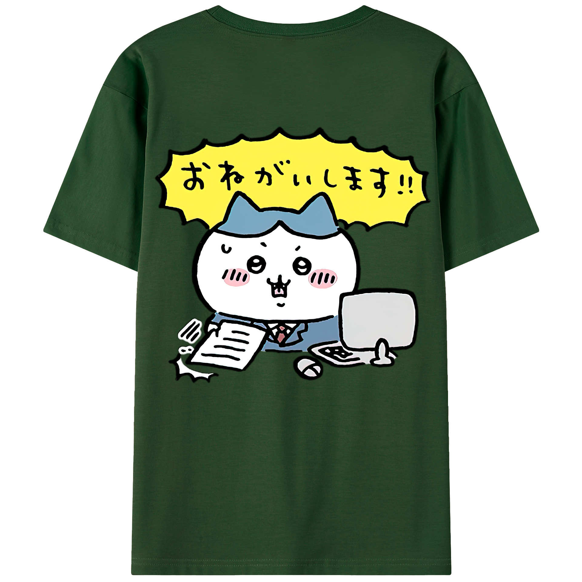 （画像用） ちいかわ ハチワレ Chii-kawa hachiware 綿100％半袖Tシャツ（背面プリント）